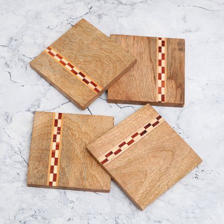 Modern Premium Quality Wooden Coasters - Pack of 4